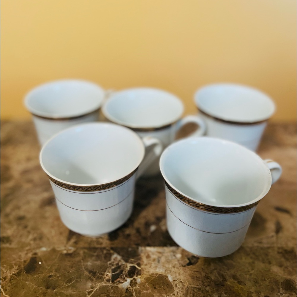 White w/ gold trimming dining china. Vintage